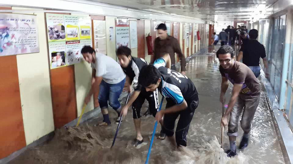 One of Baghdad's largest hospitals flooded after heavy rainfall this year.